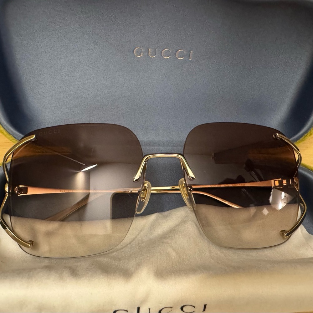 Gucci Gold Frame Brown Gradient Sunglasses